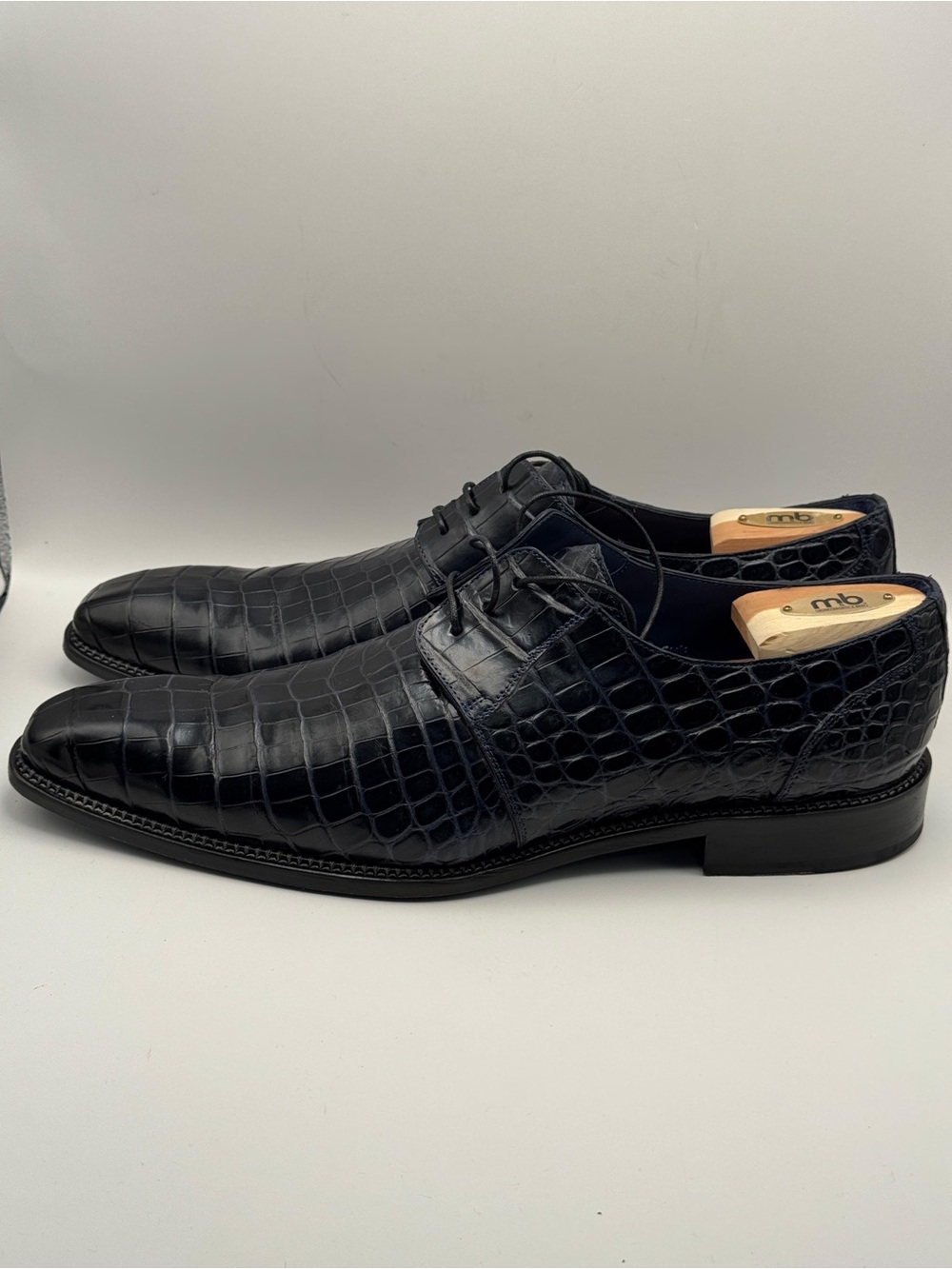 Mezlan Platinum Blue Crocodile Dress Shoes Size 14 - Picture 3 of 7
